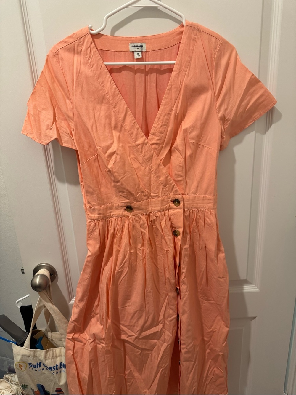 J. Crew Peach Wrap-Style Midi Dress